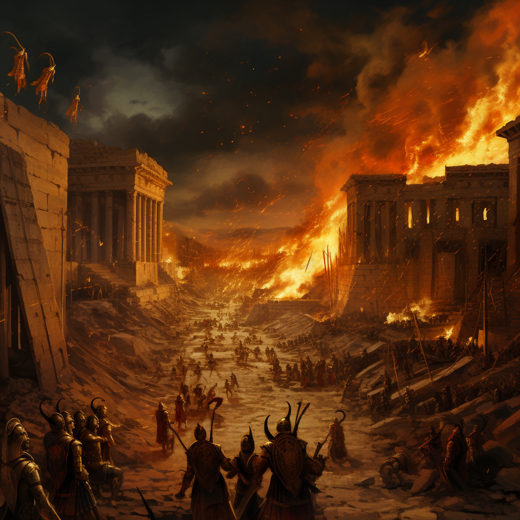 Burning Ancient Thebes by Opposing Army