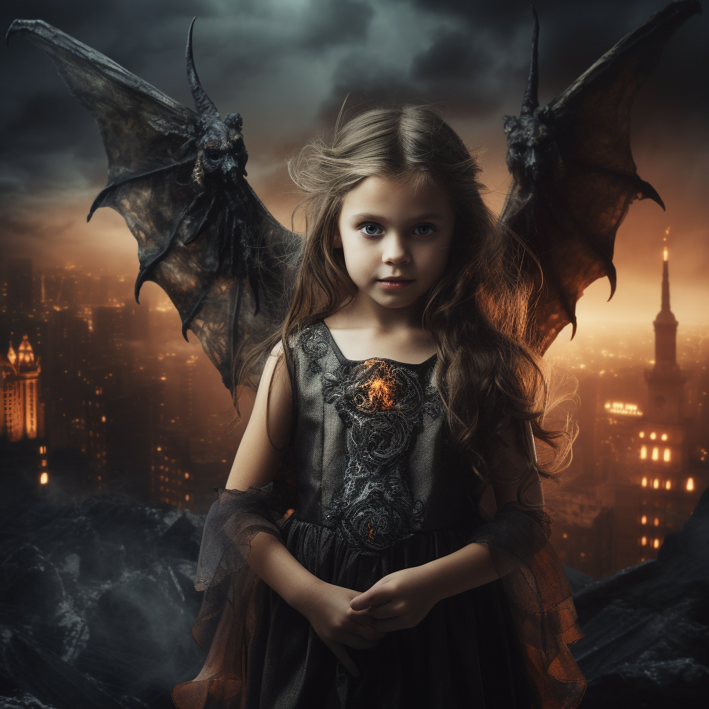 5-year-old girl as ancient warlock defeating demons