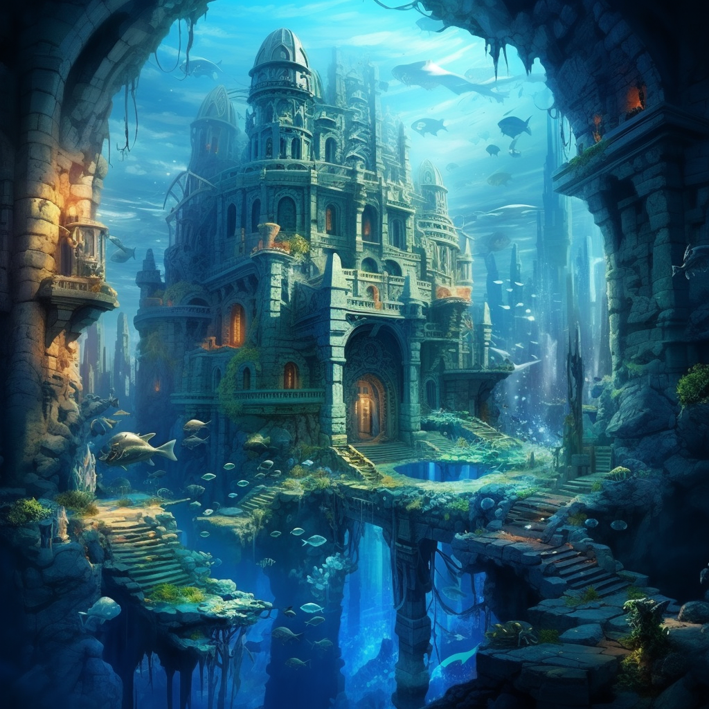 Stunning underwater ancient Atlantis city image