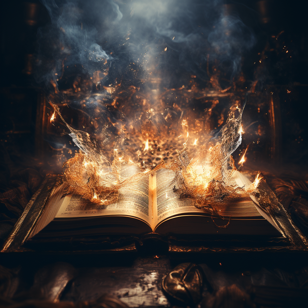 Spirit emerging from ancient book