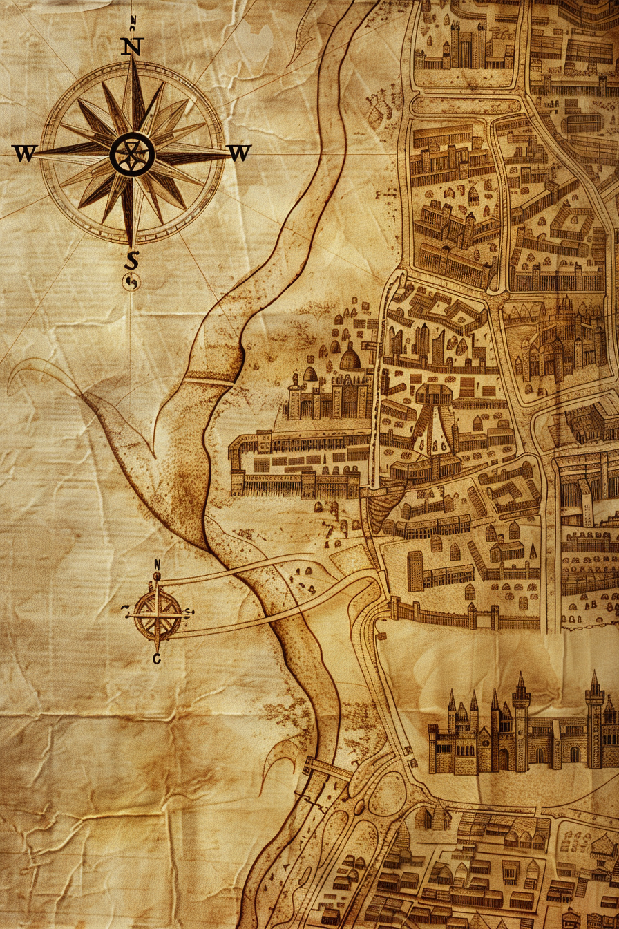 Hand-drawn ancient city map