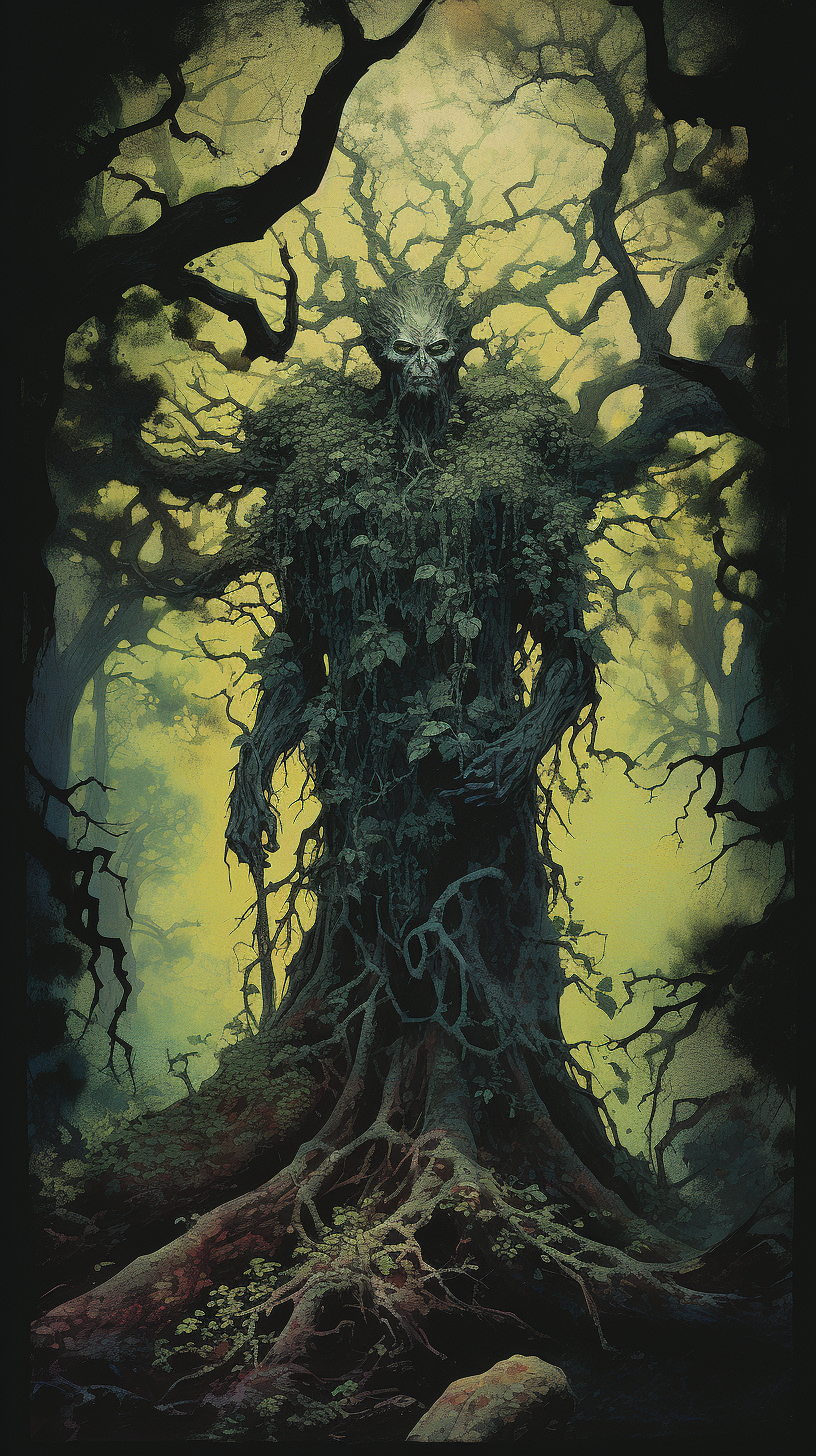 Dark fantasy tree creature artwork