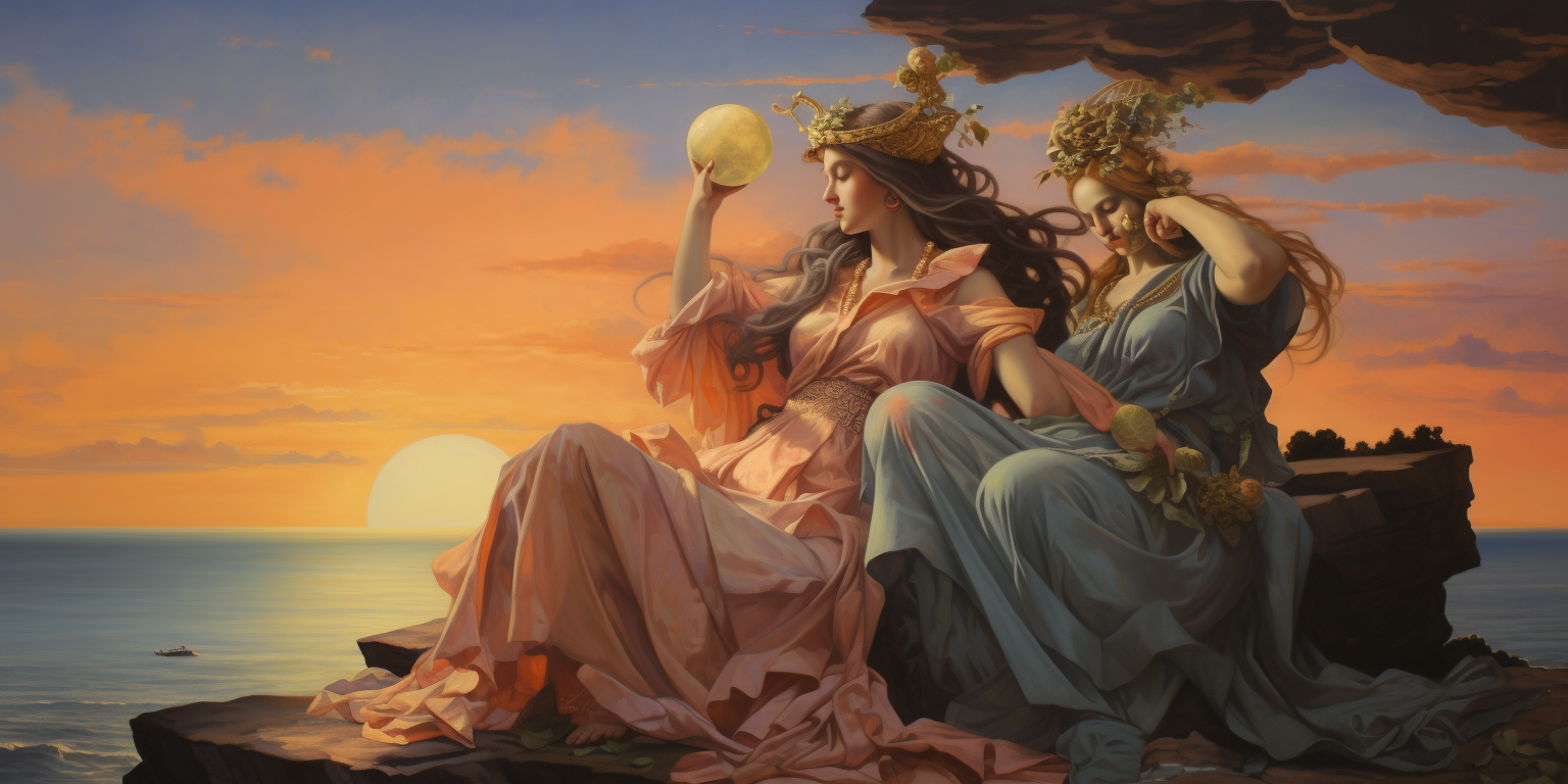 Three ancient goddesses by the sea