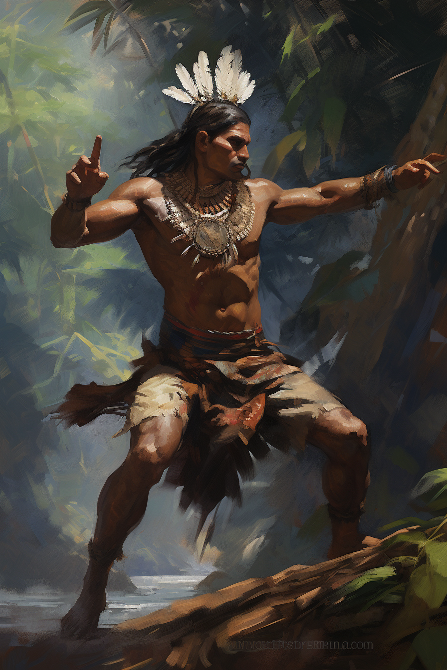 Ancient Indian Warrior in Dynamic Pose