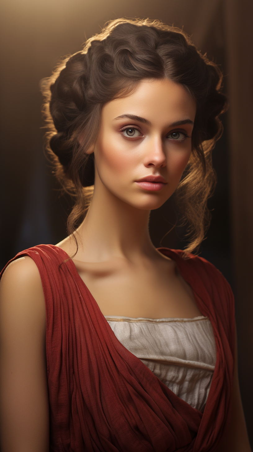 Hyper realistic illustration of a woman from Ancient Rome with hair loss