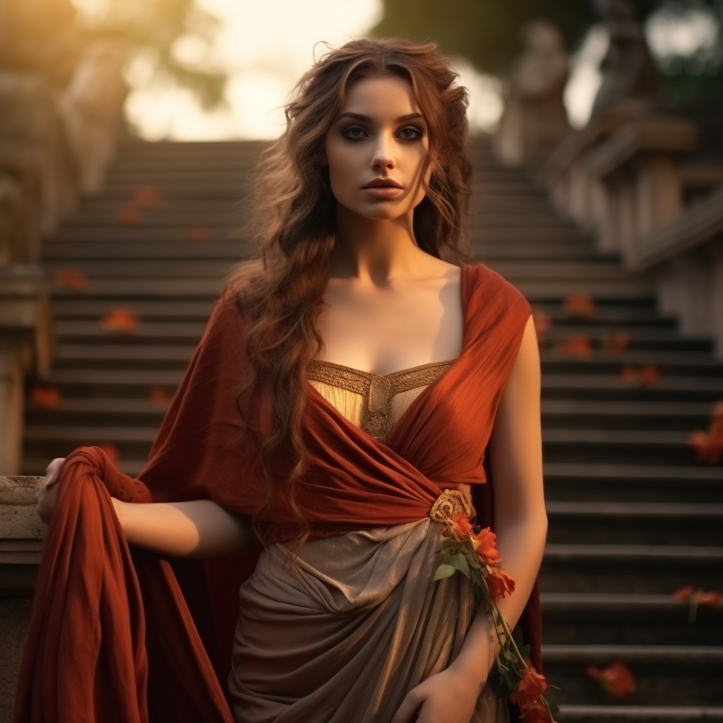 Beautiful woman wearing a toga