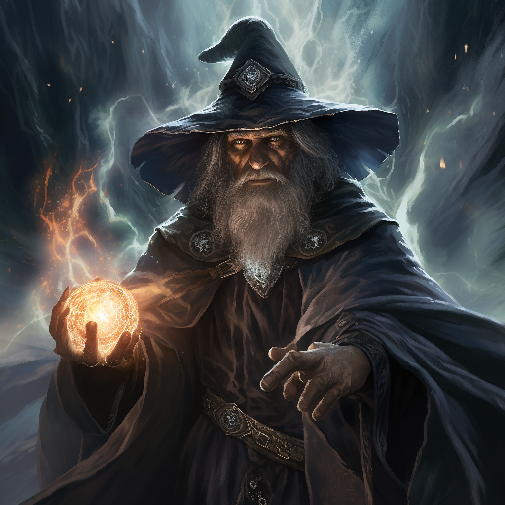 Ancient wizard casting a powerful spell