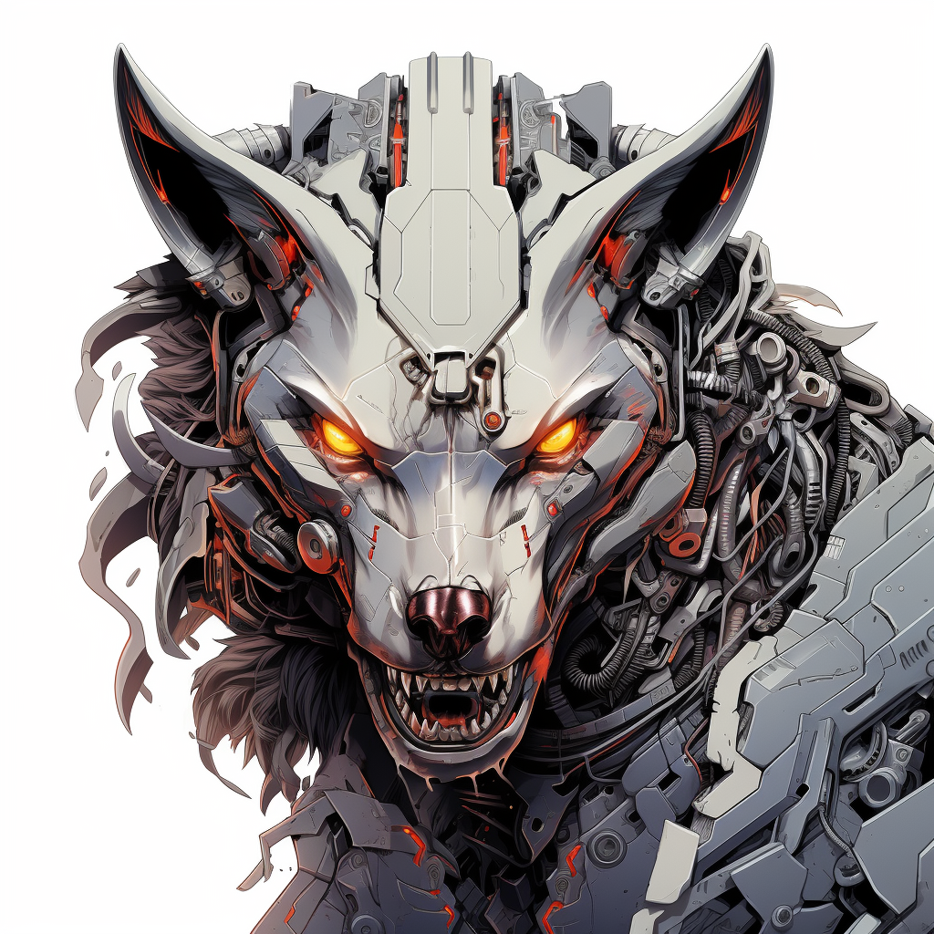 Detailed white android wolf amalgam comic HQ