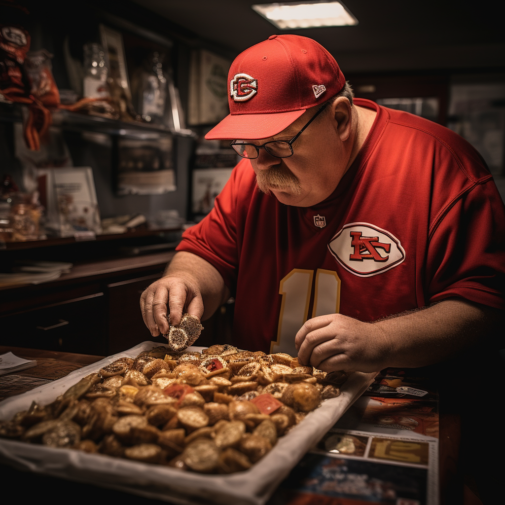 Andy Reid with peanut after winning Super Bowl