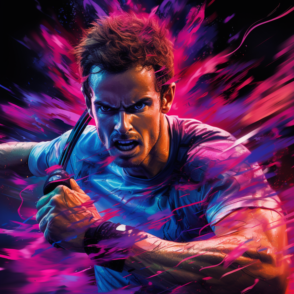 Andy Murray battling a Ninja in vibrant colors