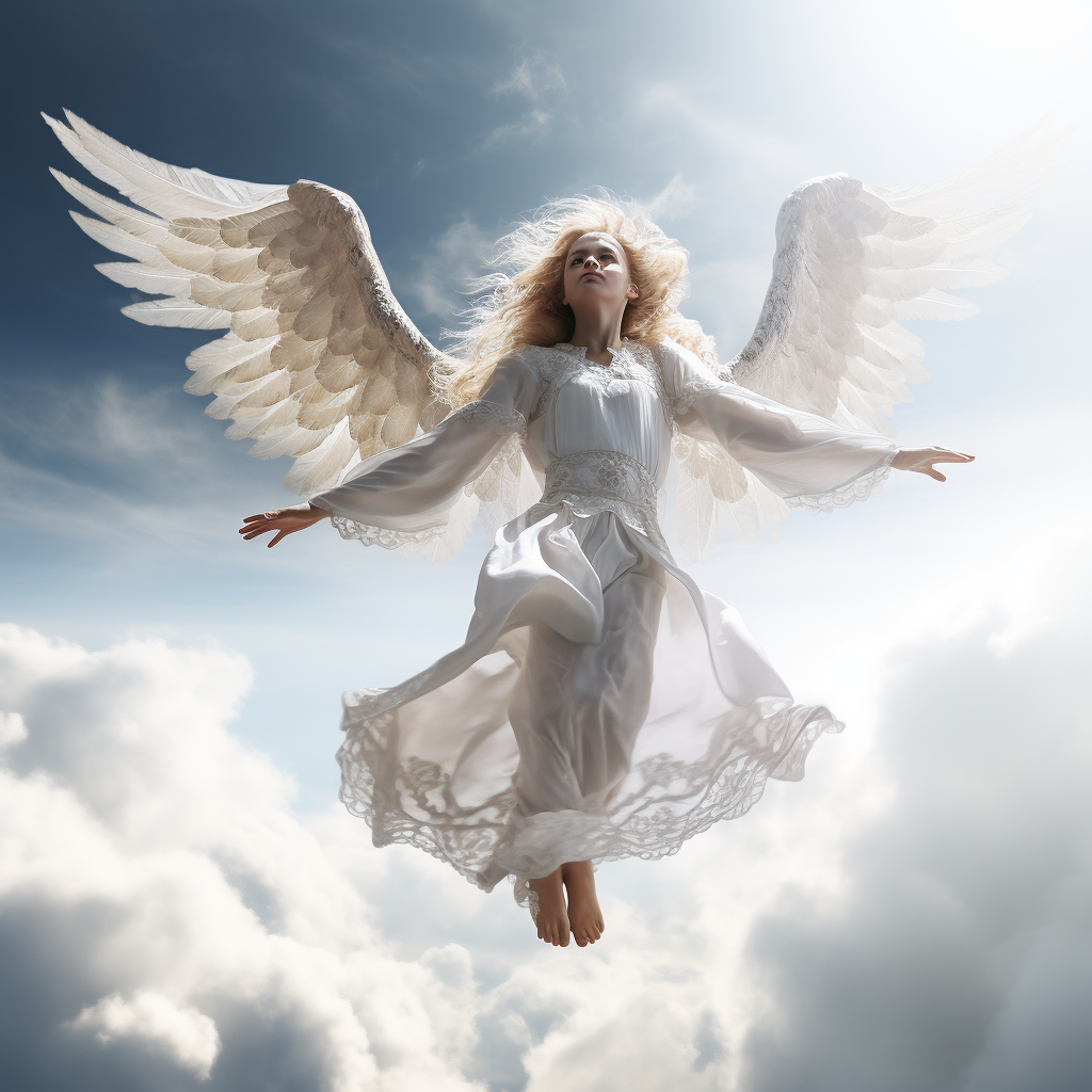 Beautiful angel ascending into the sky