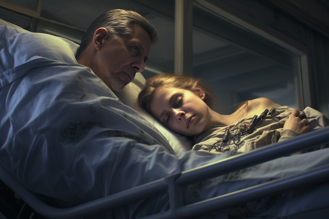 Angel comforting a hospitalized man