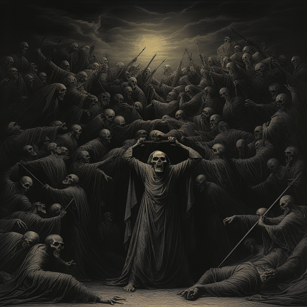 Souls in torment under angel of death