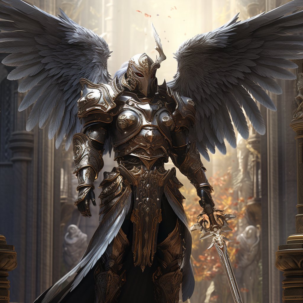 Angel Knight Protecting Temple Entrance