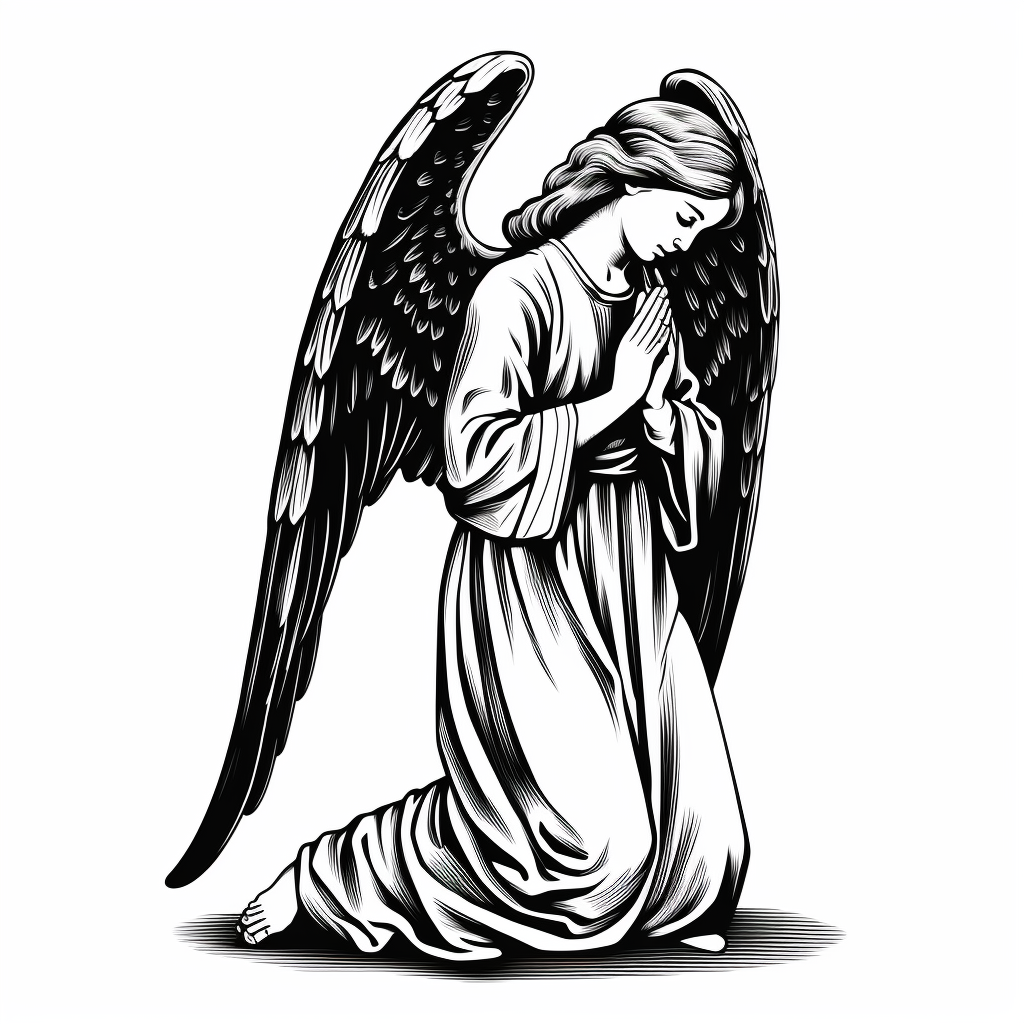 Angel praying side view vector art