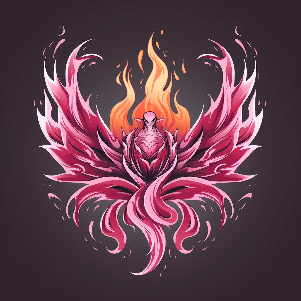 Logo with angel wing petals and fire