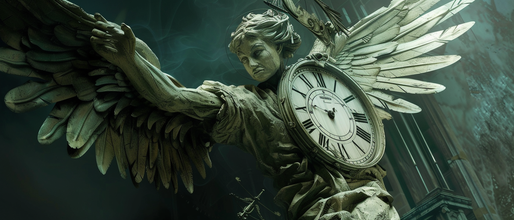 Angel with Huge Wings Clock Mythical Mysterious