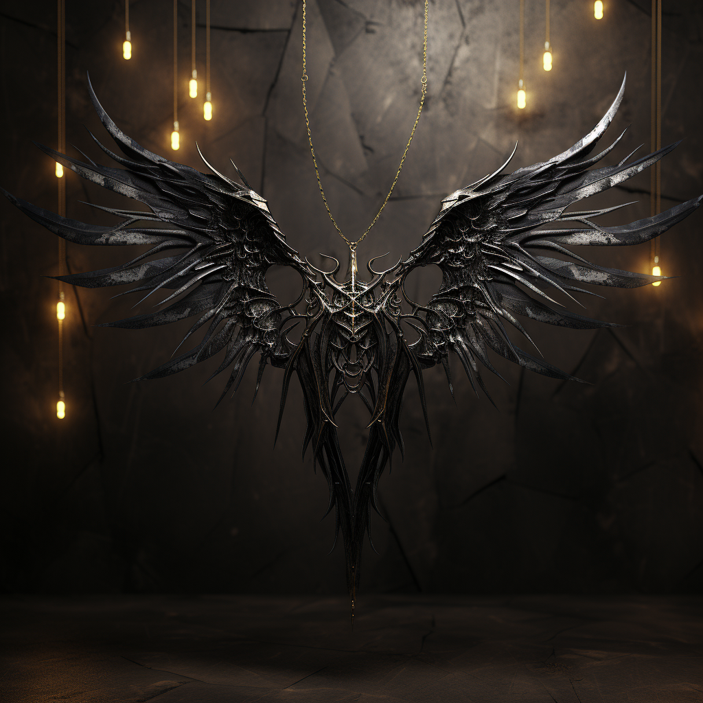 Cyberpunk angel wings in darkness between stars