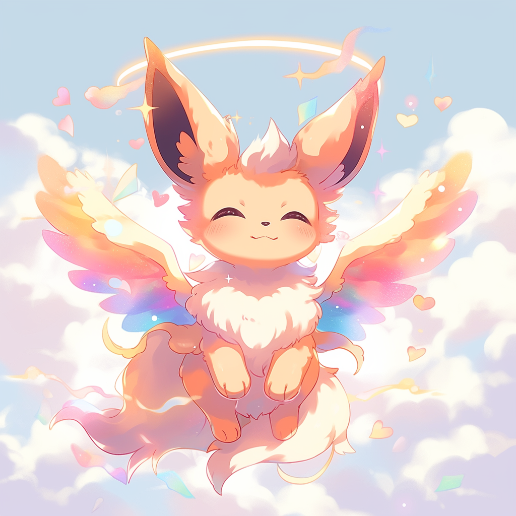 Mesmerizing angel Eevee with Niji 5 stars