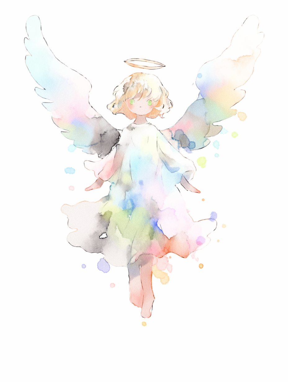 Colorful angel in a skirt illustration