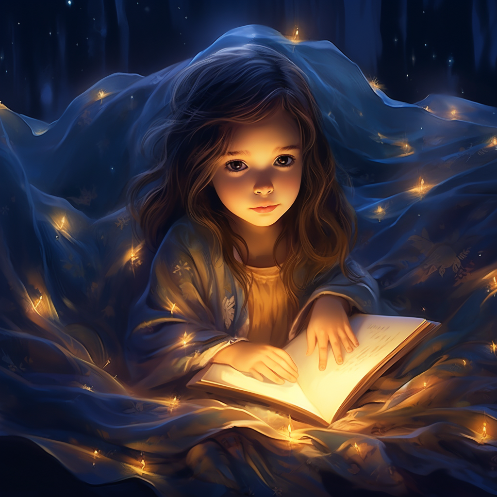 Adorable girl engrossed in book