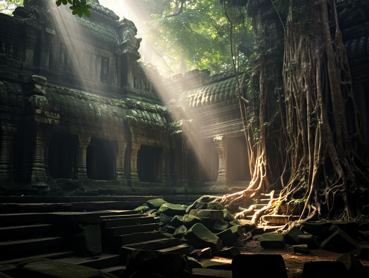 Moody Angkor Wat with Tree Roots