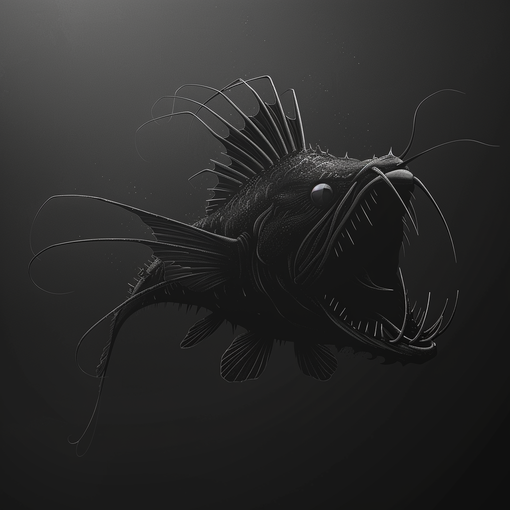 Black and White Angler Fish Art