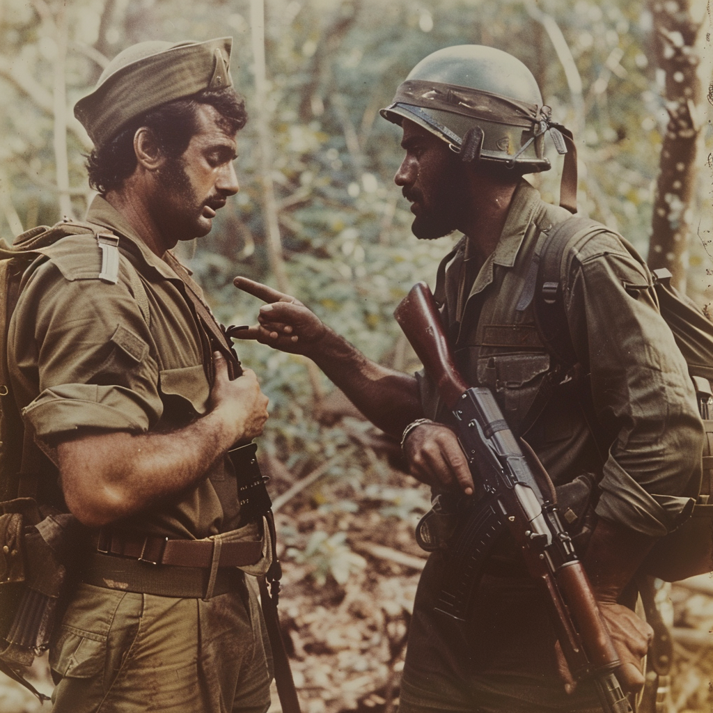 Soldier confrontation in Angolan forest