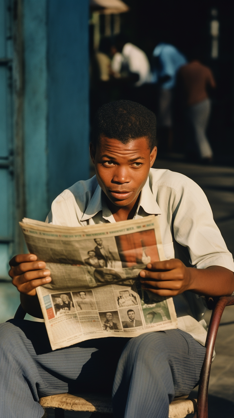 Angolan person reading a newspaper