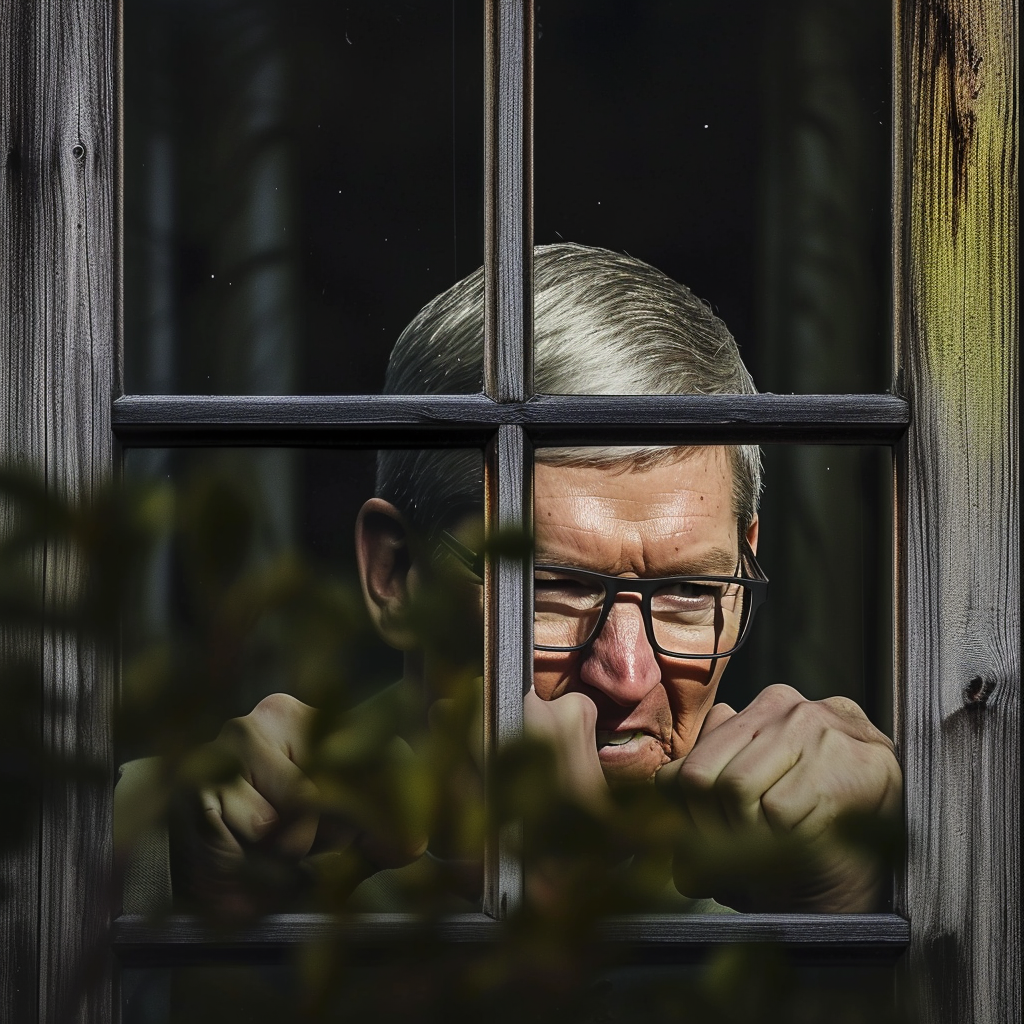 Angry Apple CEO Tim Cook Peeking