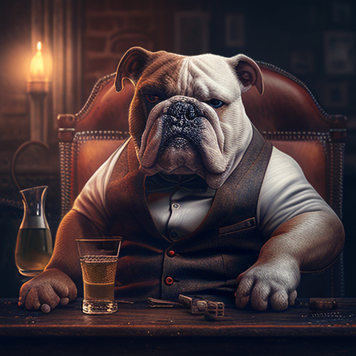 angry bulldog mobster whiskey ice