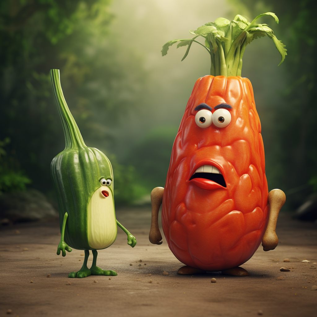 Colorful cartoon veggies standing together