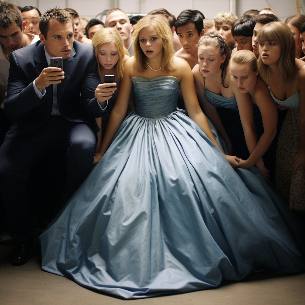 Crowd analyzing viral dress meme