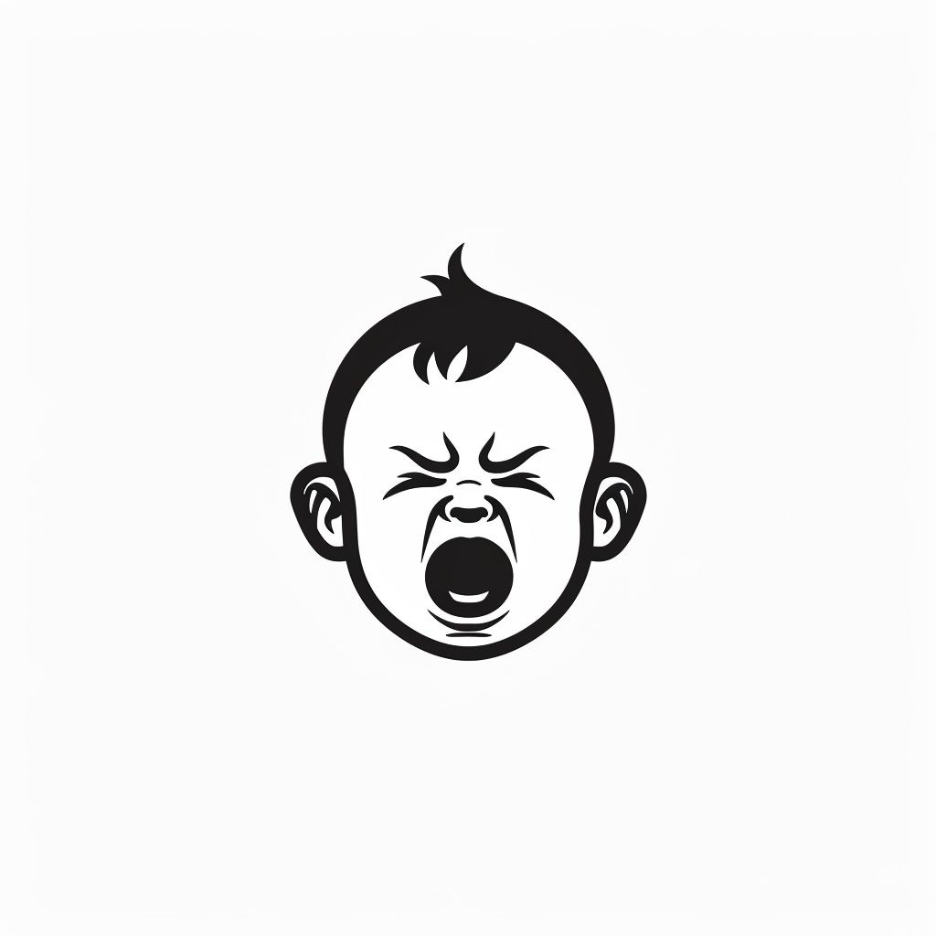 Angry Crying Baby Logo Minimalistic Black White