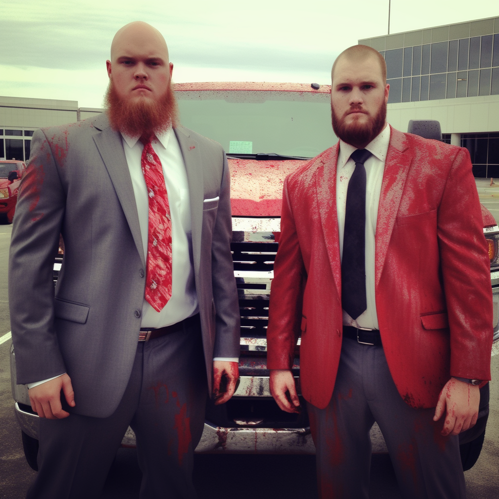 Angry rednecks wearing suits at Chevy Dealership