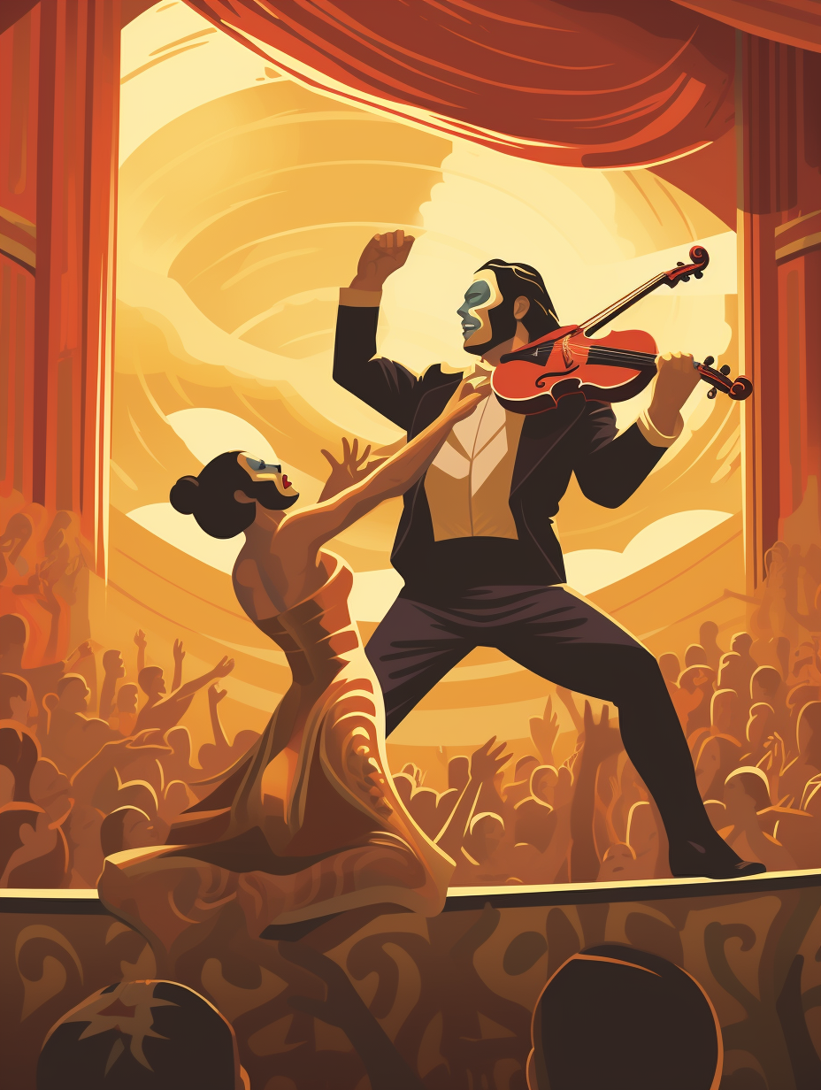 Angry musician fights woman in luchador mask with violin