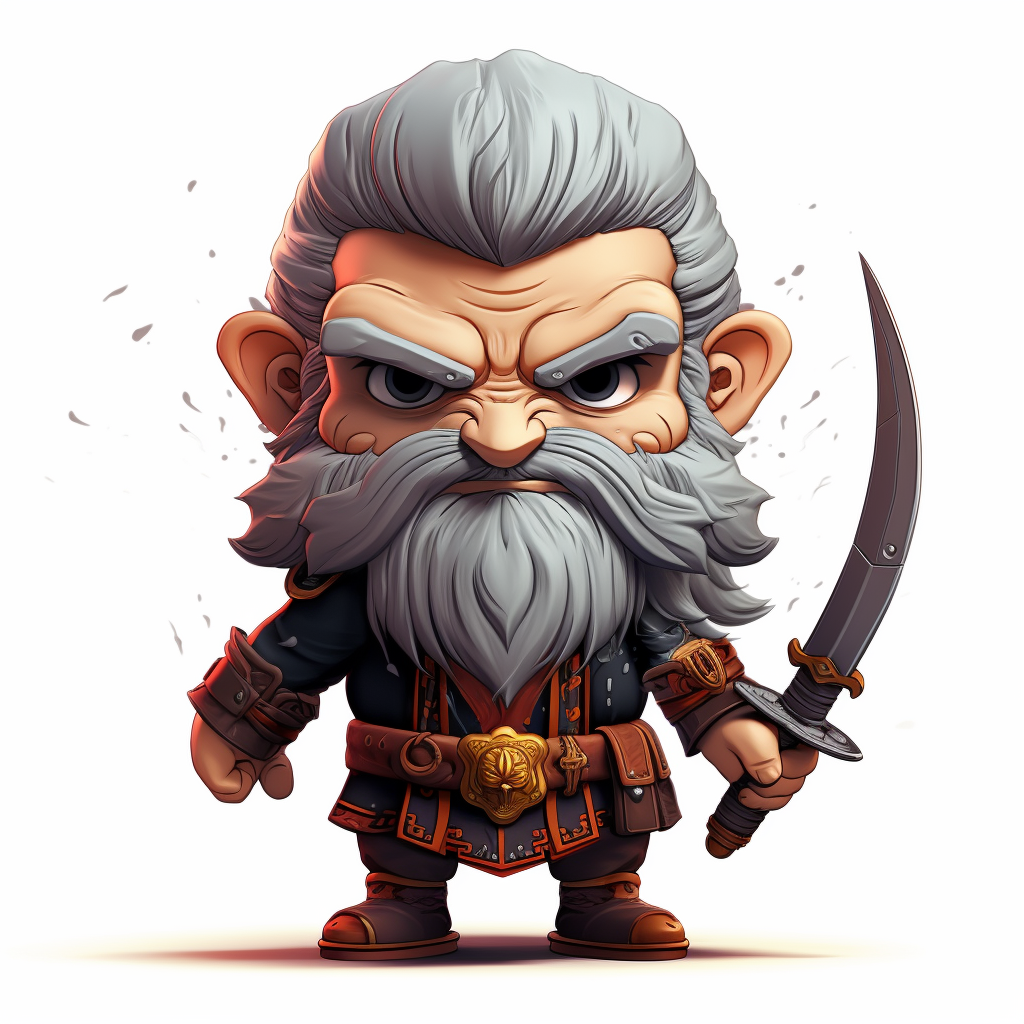 Angry old Turkish warrior chibi style