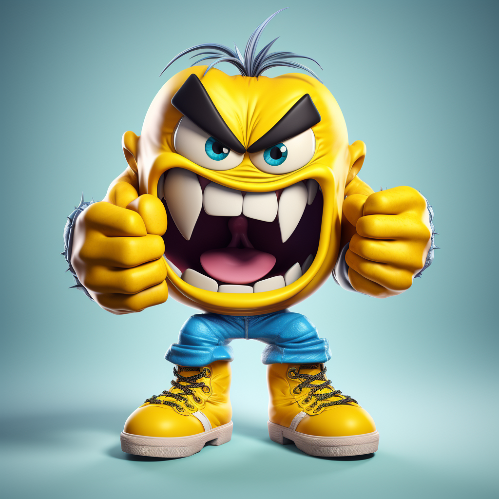 Angry Pacman Cartoon with Boots and Gloves