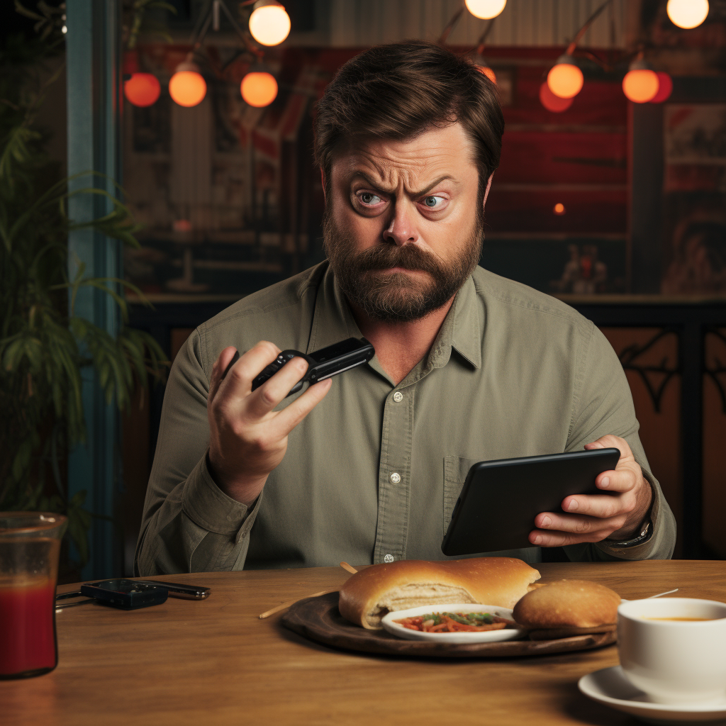 Nick Offerman Angry on Phone Call