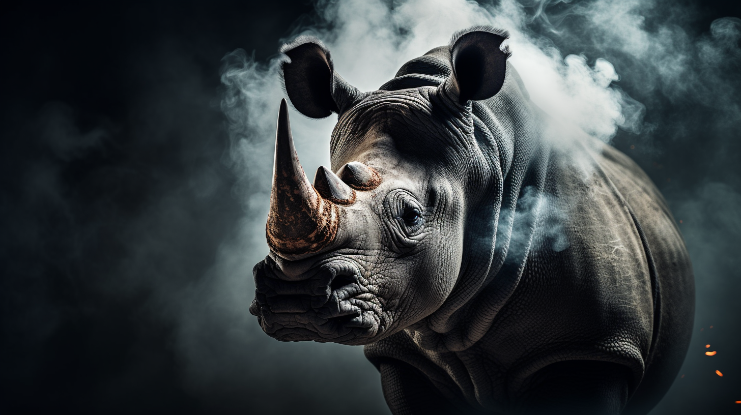 Realistic image of angry rhino head