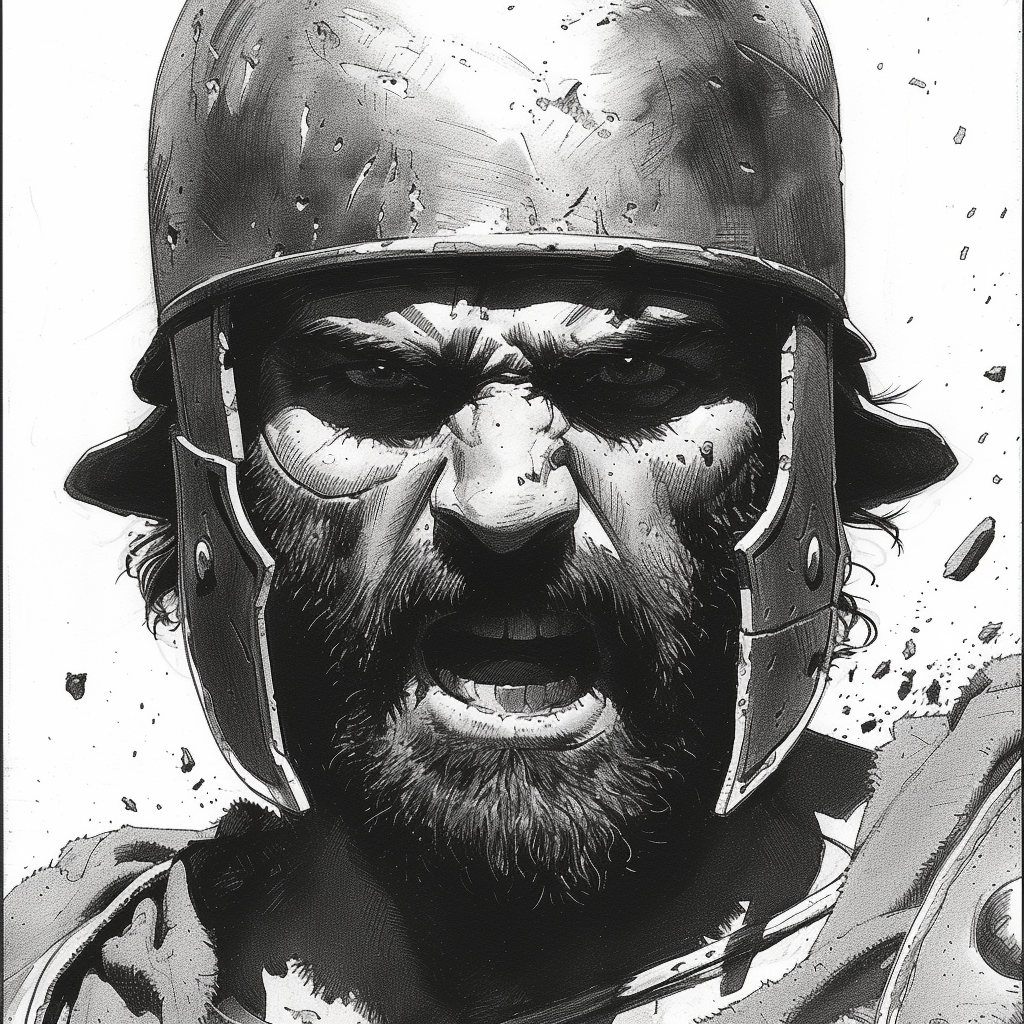 Angry Roman Soldier White Background Inking Hand Drawn Comics