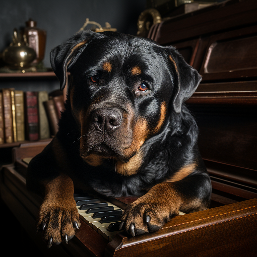 Angry Rottweiler in Piano