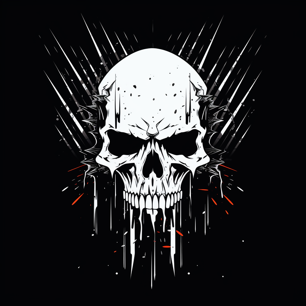 Simple Line Illustration of Angry Skull