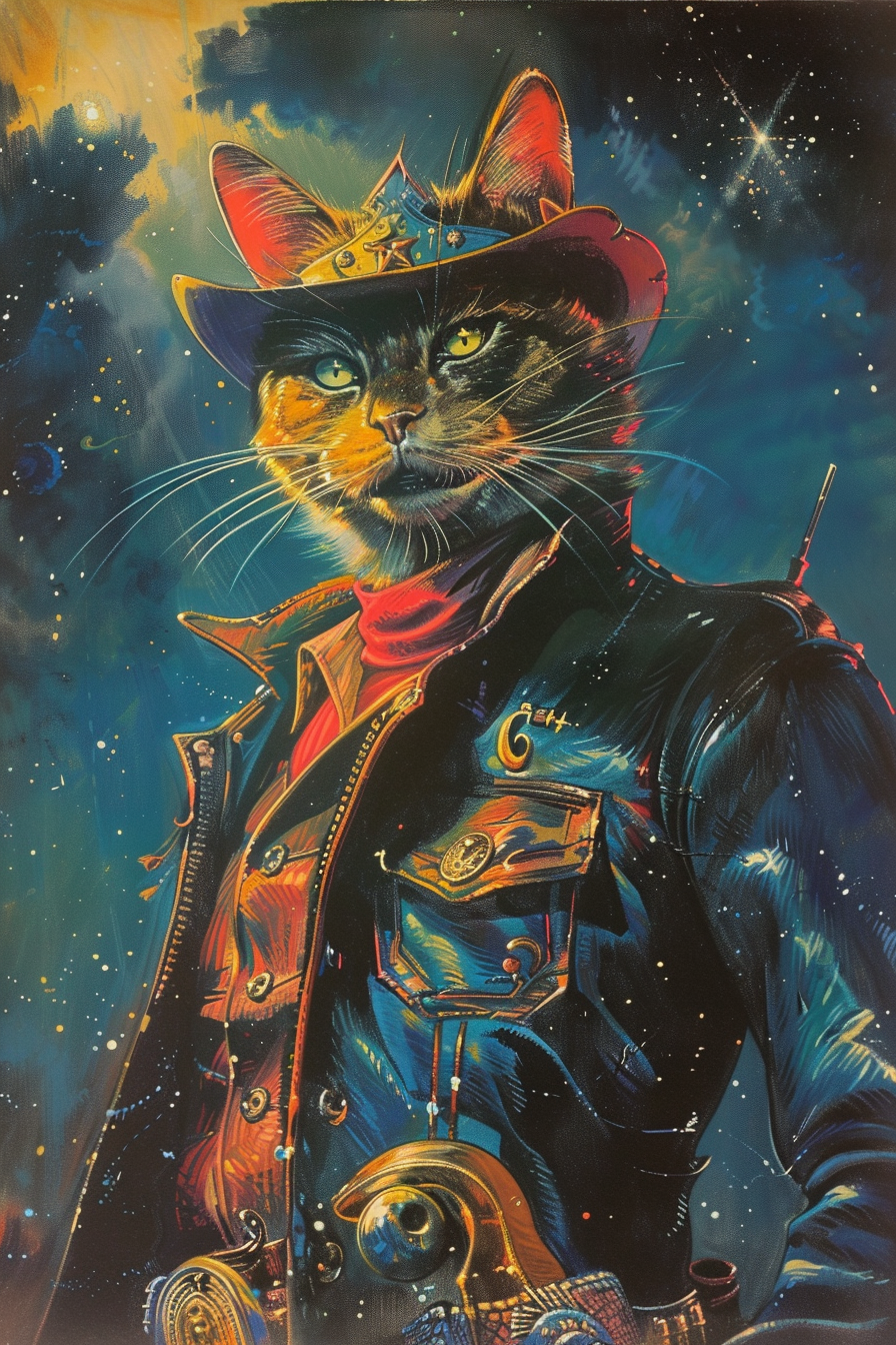 Angry Space Cat Cowboy Hero