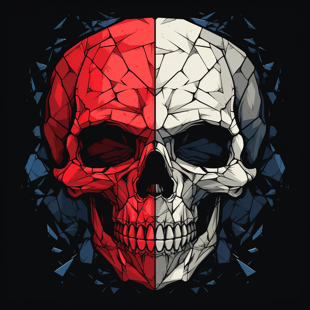 Two angry skulls in geometric grunge design