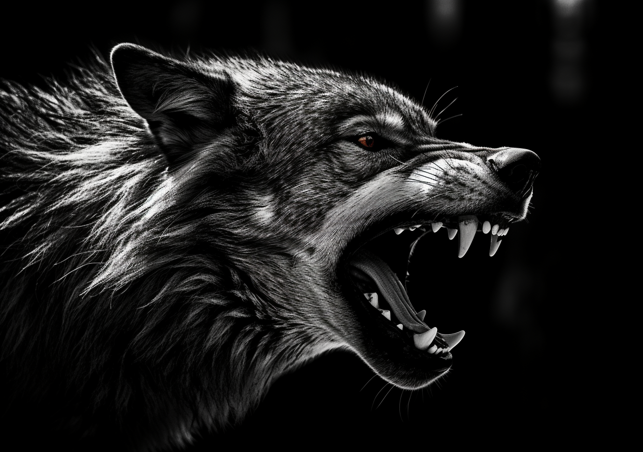 Realistic Angry Wolf Side Profile