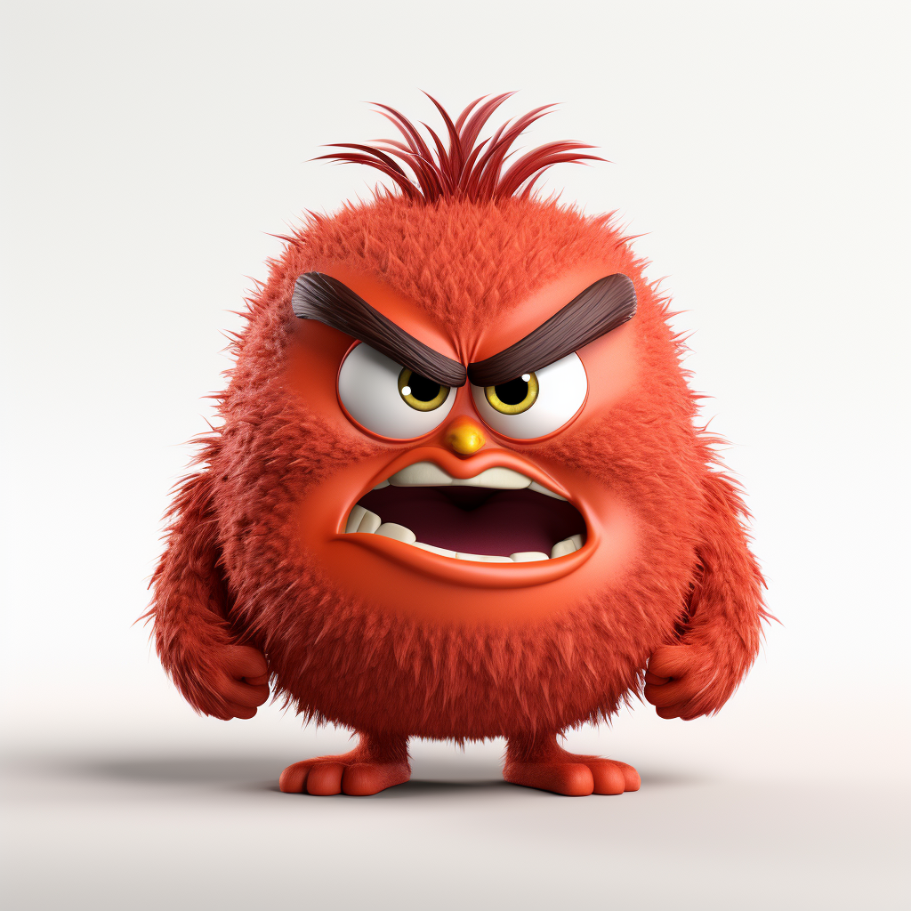 Very angry cute character on white background