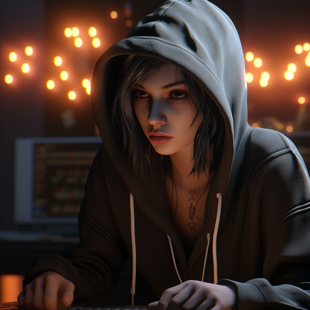 Angry girl with hoodie looking sad