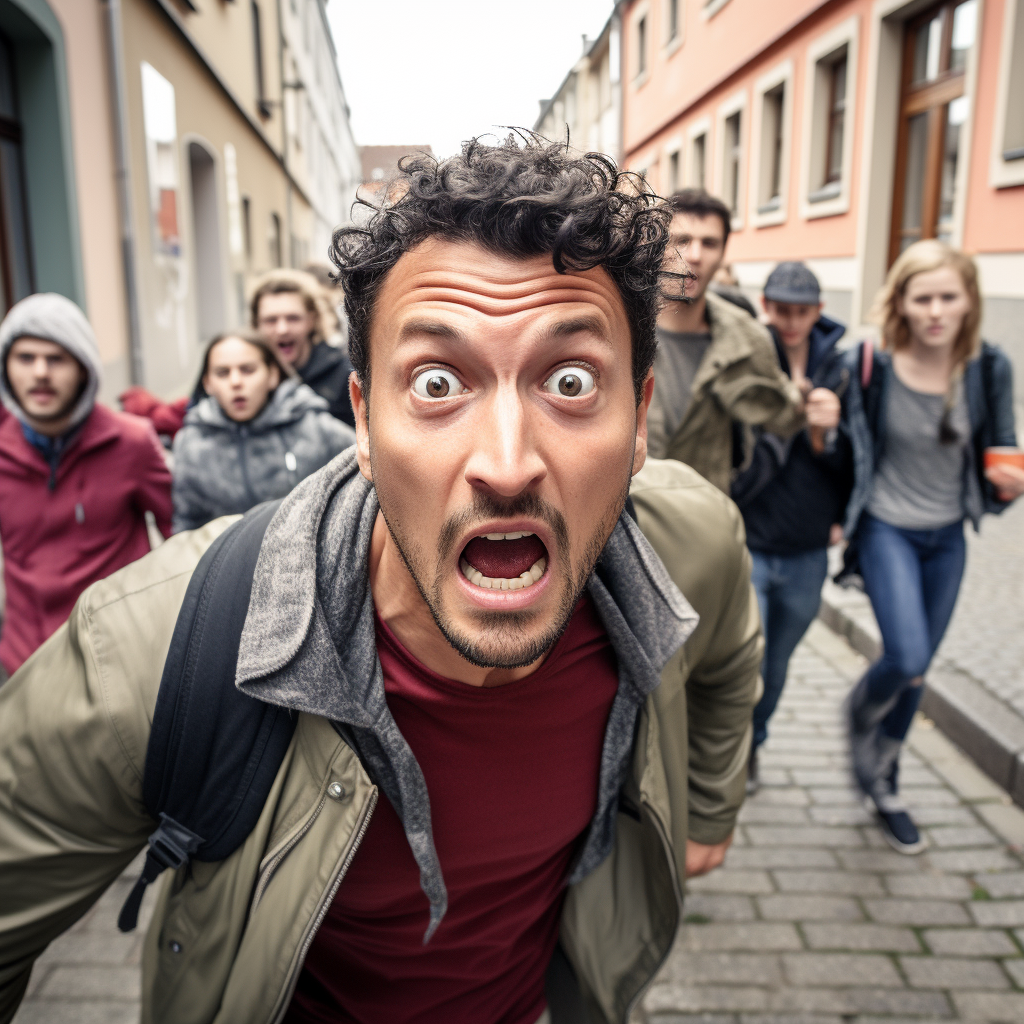 Angry migrant in German street