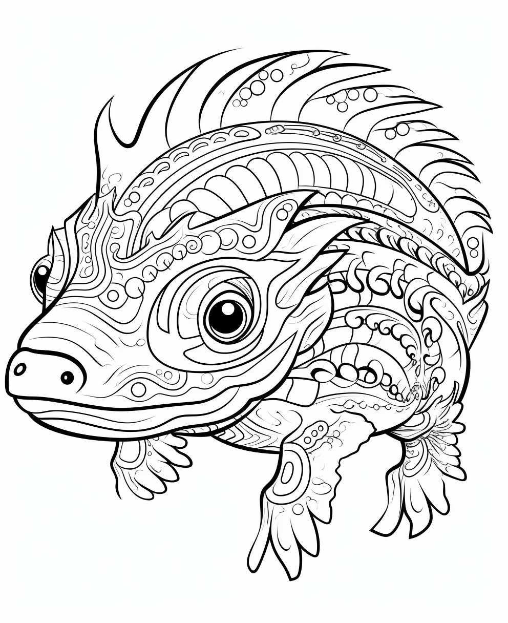 Axolotl Coloring Book Mandalas Illustration